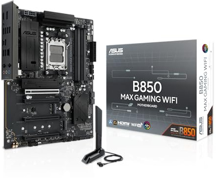 ASUS B650E MAX GAMING WIFI W AMD B650 ATX motherboard, DDR5, PCIe 5.0 Ready, 3x M.2 slots, Wi-Fi 6E, DisplayPort, HDMI, rear USB 10Gbps Type-A & Type-C support, BIOS FlashBack, Aura Sync RGB, White