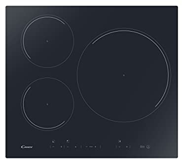 Candy CI633DC, Placa Inducción, 3 Zonas, 60CM, 9 Niveles de Potencia, 7,1KW, Mandos Independientes, Temporizador, Bloqueo de Seguridad, Indicador de Calor, Alerta Sobrecalentamiento y Derrames, Negro