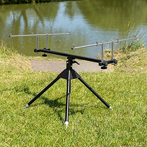 Net World Sports ATLAS Carp Fishing Rod Pods - Fishing Rod Pod | Carp Fishing Accessories | Rod Rest | Carp Fishing Set Up | Stainless Steel & Black Aluminium Rod Pod Styles (Stainless Steel Rod Pod)