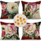 Cirzone wasserdichte Kissenbezug Frühling 4 Stück 45 x 45 cm Dekorative Outdoor Kissen Frühling Wasserfest Vintage Rote Blume Kissenbezug Werden für Sofakissen Garten Outdoor