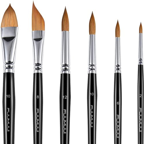 Sable Watercolur Paint Brushes-Kolinsky Water Colour Artist Paint Brush 6PCS Paintbrushes with Point Round Cat's Tongue Dagger Shaped for Watercolour Acrylics Inks Gouache Tempera Painting
