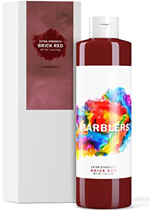 MARBLERS Liquid Colourant 11oz (310g) [Brick Red] | Water-Based | Dye, Tint, Pigment | Odourless | Non-Toxic | for Concrete, Cement, Mortar, Grout, Gypsum, Water-Based Paint, Jesmonite, Plaster