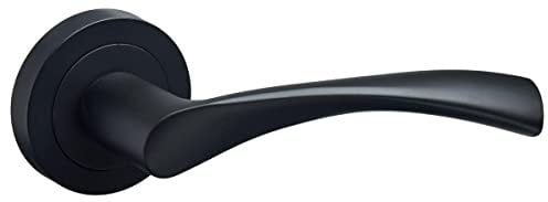 Designer Levers - Poignée de porte Marvel à levier sur rosace - Design contemporain - Noir mat - 1 paire - Fixations incluses - Utilisation intérieure