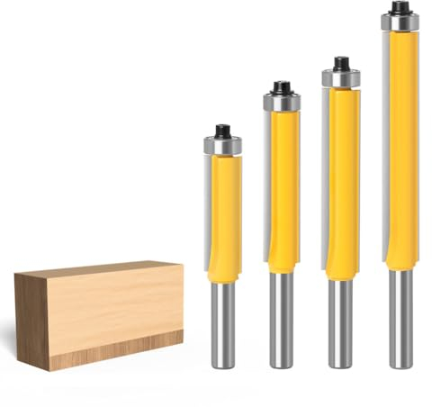 WSOOX 4 Stück Bündigfräser Schaft 8 MM Top mit kugelgelagertem Fräserfräser Bündigfräser für Holzbearbeitung