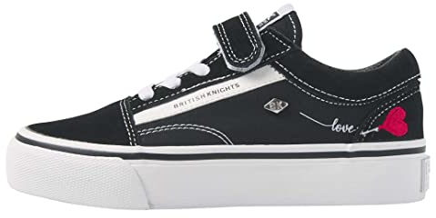 British Knights Jungen Mädchen Mack Platform Sneaker, Schwarz Weiss Herz, 30 EU