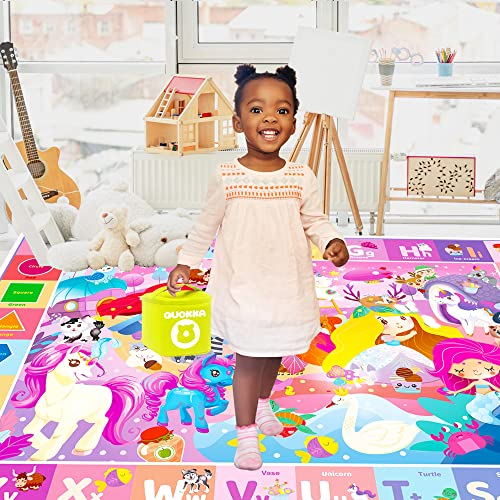 QUOKKA Spielmatten für Babys und Kleinkinder, ABC-Spielmatte für Kinder, Babys, Kleinkinder, superweich, extra dick, 0,8 cm, großer Alphabet-Teppich mit Einhorn-Prinzessin