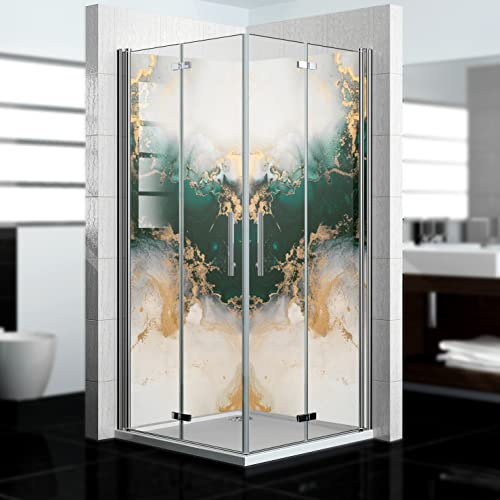 dedeco Eck-Duschrückwand wasserfest Motiv: Marmor V15, UV-Lack matt, 2 x 100x200 cm, als Badrückwand zum Fliesenersatz, als Dekorwand, Wandverkleidung und Duschplatte aus Aluminium - Made in Germany