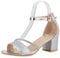 VAN HILL Damen Klassische Sandaletten Blockabsatz Schuhe Strass Metallic Partyschuhe Elegante Glitzer Party Absatzschuhe 211123 Silber 36