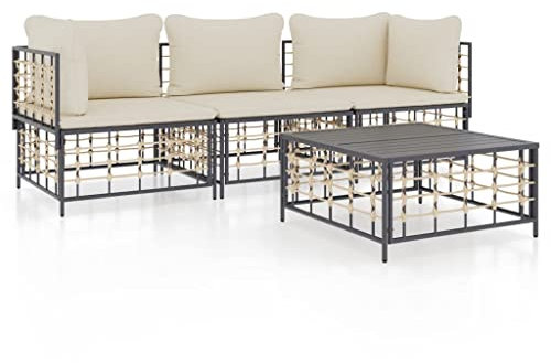 Festnight gartenlounge Metall gartensofa Metall Lounge gartenmöbel Set Metall Balkon Lounge Metall Outdoor Sitzbank Garten Terrassenmöbel Ecklounge-4-tlg-