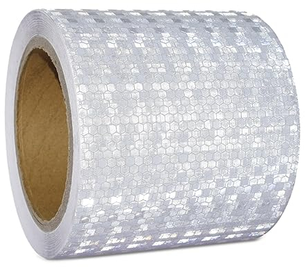 XFXIA Ruban Reflechissant Adhesif Blanc 10cm x 10m Bande Reflechissante Autocollante Imperméable Bande Réfléchissante pour véhicules, voitures, remorques, extérieur