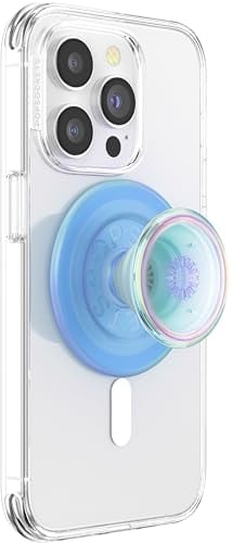 PopSockets Phone Grip for MagSafe with Kickstand, Magnetic Stand, Swappable Top, Secure Hold for iPhone MagSafe Cases, Phone & Tablet Grip - Blue Opalescent