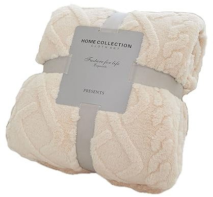 HUIEYE Kuscheldecke Flauschig,Babydecke, Flanell Kleinkind Warme PlüSch Super Weich und Bequeme Kinderwagen Decke Flanelldecke Als Sofadecke Wohndecke BüRodecke Oder Tagesdecke 70 * 100cm, Elfenbein