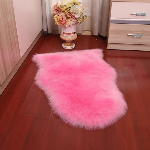 MAIFURUN Tapis Moelleux, Tapis à Poils Longs, Tapis Doux en Fausse Fourrure, Petit Tapis de Salon, Chambre d'enfant, décoration de la Maison, Coussin de siège de Sol.,Pink- 70x120CM