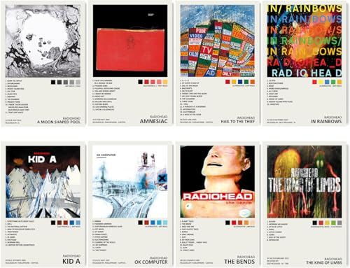 TOBIANG Radiohead-Musikalbum-Poster, ungerahmt, 20 x 30 cm, 8 Stück