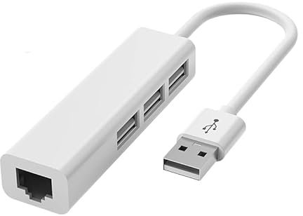 Adaptateur USB A vers 3 x USB A et RJ45 Ethernet LAN Câble Hub Câble Mac USB-A Réseau pour ordinateur portable, PC, MacBook