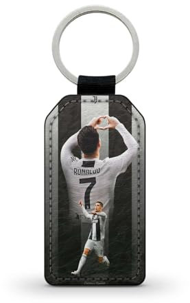 Porte-clé noir en simili cuir Legende Football Ballon d Or Ronaldo Messi Neymar mbappe Ref 7