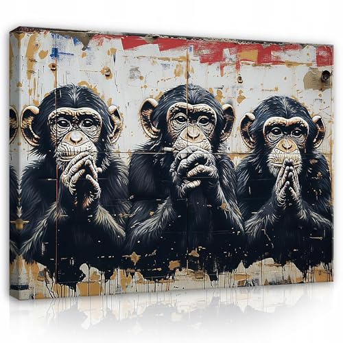 WallArena - Leinwand Bilder Affe - 40x30 cm Leinwandbilder - Bild auf leinwand - Wandbild XXL groß Wandbilder für Wohnzimmer Schlafzimmer Wohnzimmerbilder Modern kunstdruck - Tiere Abstrakt