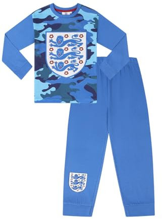 Boys England Football Team Blue Camouflage Long Pyjama Set (5-6 Years)
