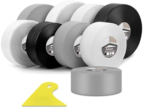 Bokaiya Sigillante Impermeabile, 11m*38mm Battiscopa Morbido PVC Sigillante Autoadesivo Nastro, Impermeabile, Antiolio e Antimuffa Utilizzato per Piastrelle da Cucina/Bagno, Mobili (Grigio)