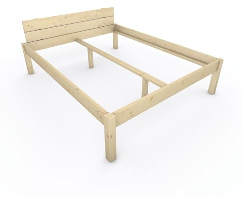 TUGA - Holztech Pfostenbett metallarm Fichte Massivholz Daybett 160 x 200cm 48cm Höhe FSC 300kg Holzbett unbehandelt