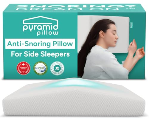 Pyramid Pillow - The Original Anti-Snoring Pillow for Side Sleepers, Snoring Solution and Remedy, Patent-Pending Stop Snore Aid with Memory Foam, Snore Stopper, Anti-Snore Pillow, Anti-Snore Devices