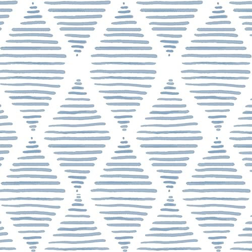 AMIGO Moderner Stil Selbstklebende Tapete Blau Gestreift Abziehen und Aufkleben Kontaktpapier Geometrisch Gemustert Abziehbar Wandaufkleber für Küche Schrank Bad Dekor 44x500cm