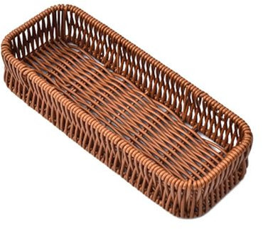 Wicker Woven Cutlery Storage Organizer, Utensil Holder Silverware Tote Bin Basket, Rattan Bread Tray, Flatware Storage Food Serving Basket(S)