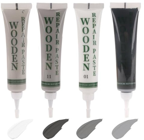 Wood Furniture Repair Kit, Wood Filler White Black Grey, Laminate Floor Repair Kit for Scratches/Cracks/Holes/Stains and Natural Touch-Up - Quick & Easy DIY Repair Solution