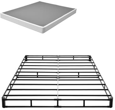 VEVOR Boxspringbett, Queen-Size-Bettrahmen mit waschbarem Stofftuch, robuster Metallrahmen für Queensize-Bett, 12,7 cm Matratzenfundament, 1,587 kg maximale Tragkraft, einfache Montage, 200 x 150 x 13