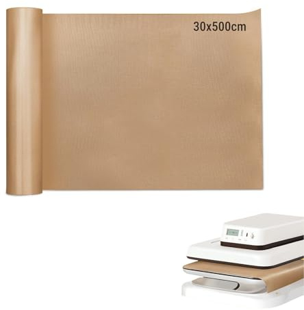 Uadme PTFE Folie, Antihaftfolie für Transferpressen, Wiederverwendbar Teflon Folie für Cricut Iron HTV, Vinyl, Sublimation, Backen und Basteln (30 * 500cm)