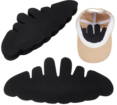 FINGERINSPIRE 24 Stück Filzhut Schweißfutterkappen Baseballkappen Einsätze Former Flexibel Waschbar Wiederverwendbar Schwarze Hutformer Stützkrempe Für Baseballkappe Ballsportkappe