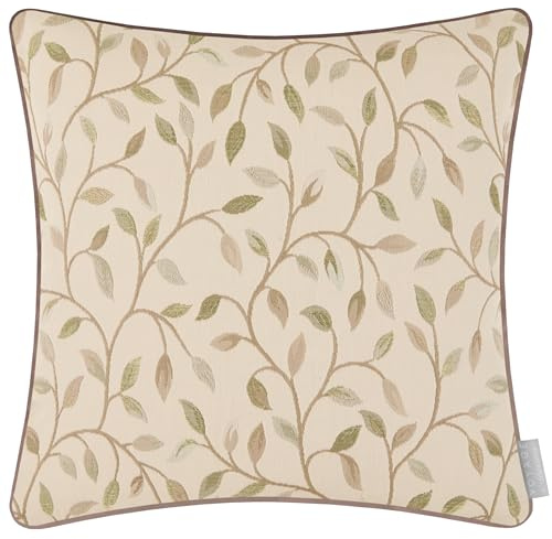 Voyage Maison Cervino Feather Filled Cushion – Floral Woven Jacquard Textured Heritage Luxury Country Décor (Lichen - 43x43cm)