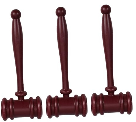 Veemoon 3 Pièces Gavel Plastique pour Halloween Accessoires de Costume Juge pour Marteau de Juge pour Fêtes Thématiques Jeux de Rôle et Développement des Compétences Motrices