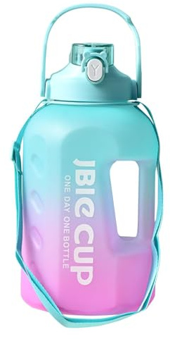 Gym Water Bottle – 3L Wiederverwendbare Trinkblase, BPA-freie Fitness-Trinkflasche | Time Marker Container Water mit Strohhalm für Training, Heimtraining, Straße