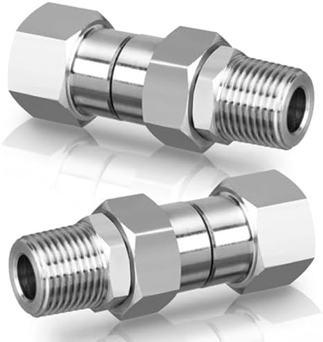 Jooehyer 2 Stück 3/8 NPT Hochdruckreiniger-Drehgelenk, Verdrehsicherer 3/8 Drehgelenkadapter Stecker auf Buchse, 360° Drehgelenkanschluss