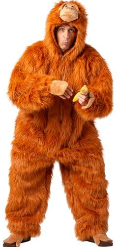 Affen Kostüm Orang Utan Koko Plüschkostüm für Erwachsene 1.65-1.95 m Tierkostüm für Damen & Herren Fasching Karneval