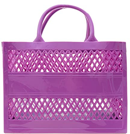 Generisch 2026 Mode Große Kapazität PVC Einkaufstasche Gummi Silikon Strandtasche (Purple, One Size)