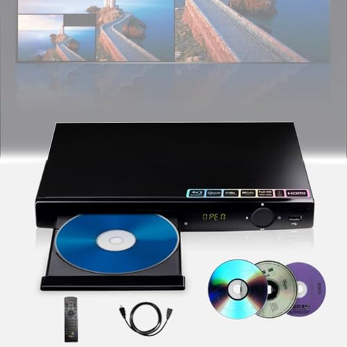 DVD Player, 1080P HD Blu-ray Player, Region-Free Disc Playback, HDMI and Coaxial Output, Enhanced Visual Performance, Supports DVD, CD, and VCD Formats