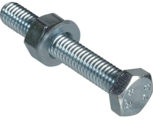 ForgePack High Tensile Set Screws w/Nuts & Washers | M6 x 40mm | Zinc Plated | Pack 8