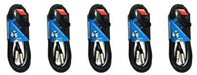 PROEL BULK250LU20 - Set da 5 Cavi audio bilanciati professionali con connessioni Cannon XLR 3P Maschio a Cannon XLR 3F Femmina da 20mt, Nero (BULK250LU20-20mt - 5 Unità)