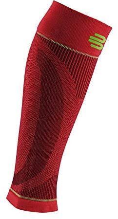 Bauerfeind Kompressions-Wadenbandage „Sports Compression Sleeves Lower Leg“, 1 Paar Sleeves für die Waden, Unisex, Beinstulpen für Ball- & Ausdauersportarten, Rot, M extra lang