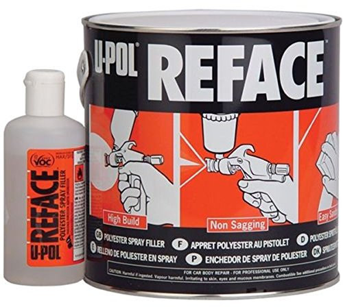 U-POL REFACE 2K Polyester Spray Filler Includes Hardener 1 Litre Reface, component, Irregular, Steel, Glass Fibre