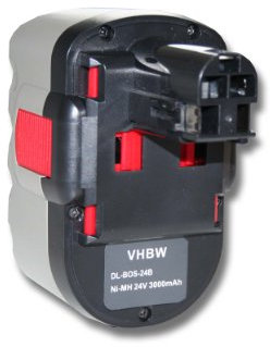 vhbw 1x batteria compatibile con Bosch GBH24VF, BACCS 24V, GBH-24V, 52324B, GKS 24V, GCM24V, GKG 24V utensile elettrico (3000 mAh, NiMH, 24 V)
