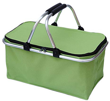 Großer isolierter Picknickkorb, Kühltasche, wiederverwendbar, faltbar, 30 l, für Camping, Sport, Strand, Reisen, Grün
