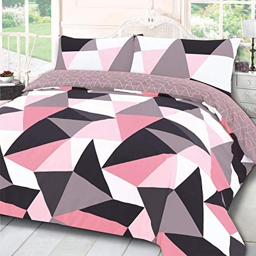 Dreamscene Parure de lit Double avec Housse de Couette et taies d'oreiller en Polycoton Doux, Confortable, Respirant, léger, ne se décolore Pas, Rose pâle, 200 x 200 cm
