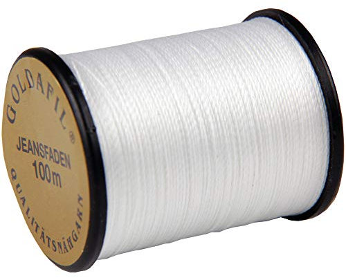 Bestlivings Jeansfaden in Weiß, 2X 100m Qualitäts - Nähgarn in 210 D/2 - Jeansgarn Denim, 100% Nylon - Reißfestes Garn für die Nähmaschine