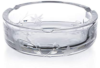 DIAMANTE Fuchsia Hand cut 24% Lead Crystal glass Ashtray Ash tray - 15cm