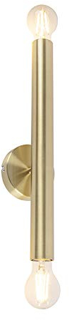 Qazqa - Art Deco Vintage Wandlampe Gold I Messing 2-flammig -Tubi I Wohnzimmer I Schlafzimmer - Stahl Länglich - LED geeignet E27