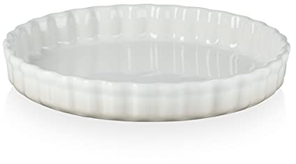 Le Creuset Héritage Moule à Tarte, Céramique, 28 cm, 1,82 kg, Meringue, 71120287160001