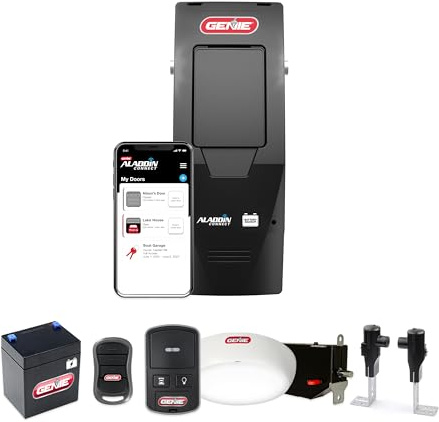 Genie B6172H Wall Mount Smart Garage Door Opener, DC Motor Lifts up to 14ft high 850lbs, Black